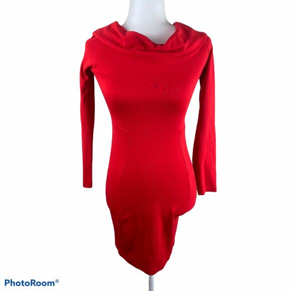French Connection Valentine Viscose Off Shoulder Dress Size 6 Red Stretchy Fit - Picture 3 of 11